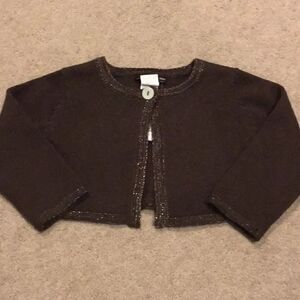Jacadi Girls One Button Brown Cardigan Sweater